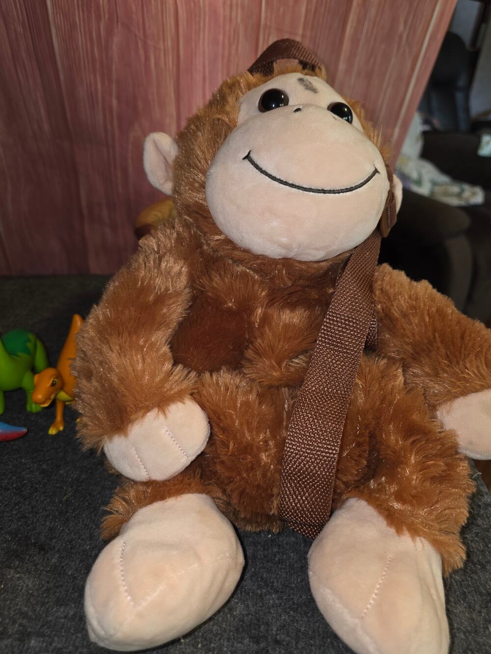 Toddler Monkey Plush Harness Backpack with PBS Kids Dinosaur Train Toy Figure